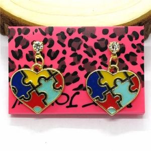 Betsey Johnson Autism Awareness Stud Dangle Earrings